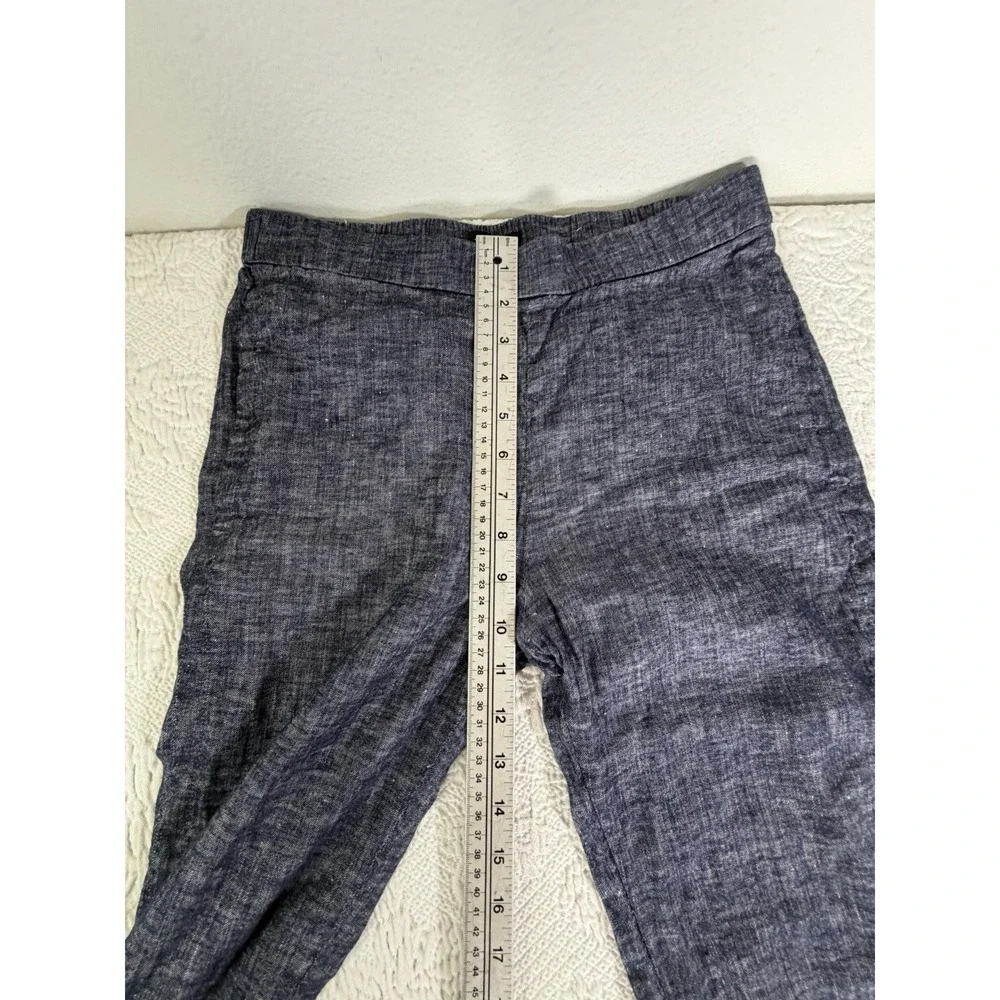 Theory Pants Womens Sz 4 Linen Blend‎ Pull On Stretch Treeca Crunch Denim Blue